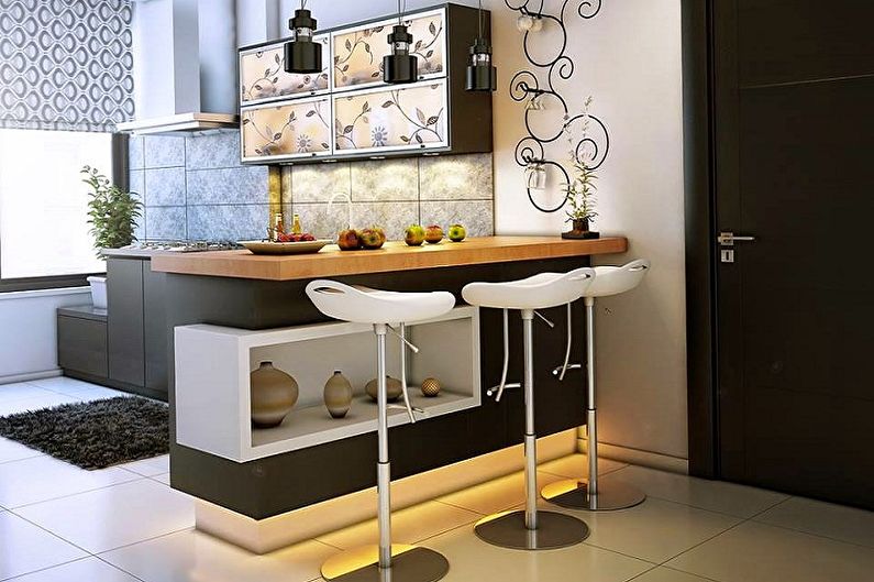 Kitchens with a breakfast bar - Counter with a cupboard