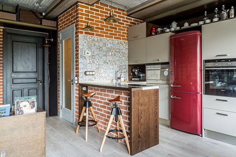 Bar counter in a small kitchen