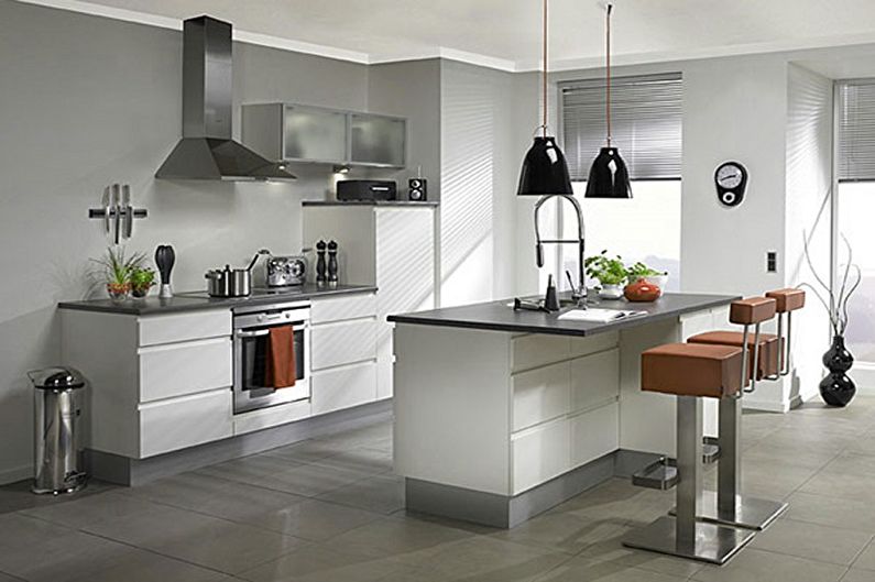 Kitchens with a bar counter - photo