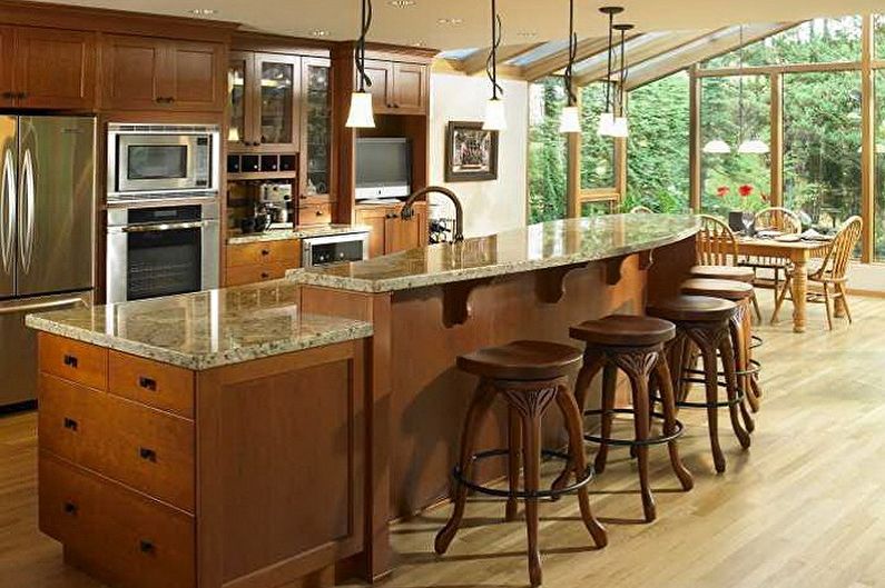 Kitchens with a bar counter - photo