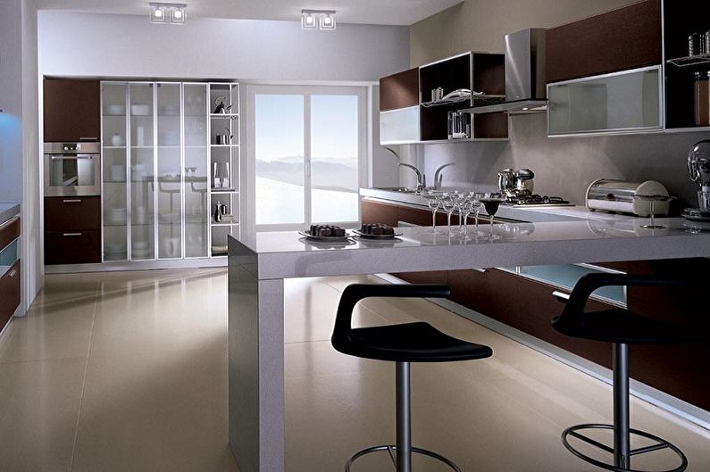 Kitchens with a bar counter - photo