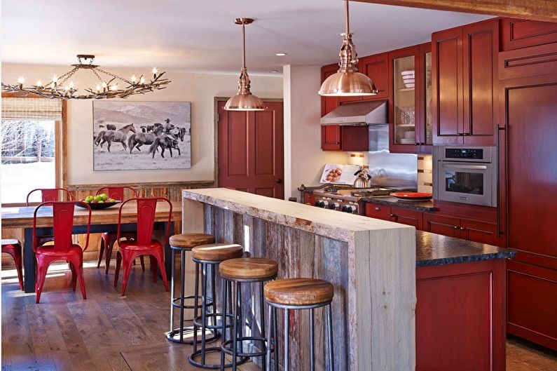 Kitchens with a bar counter - photo