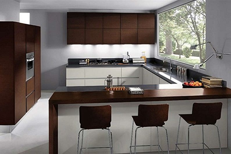 Kitchens with a bar counter - photo