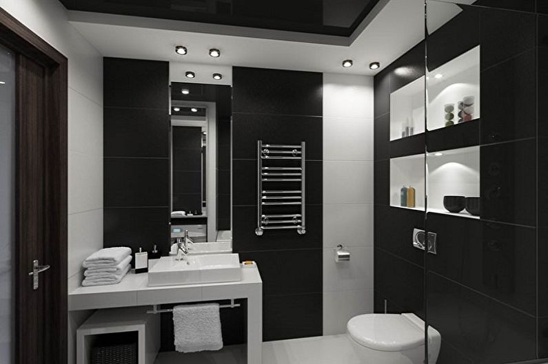 Banheiro preto em estilo moderno - Design de Interiores