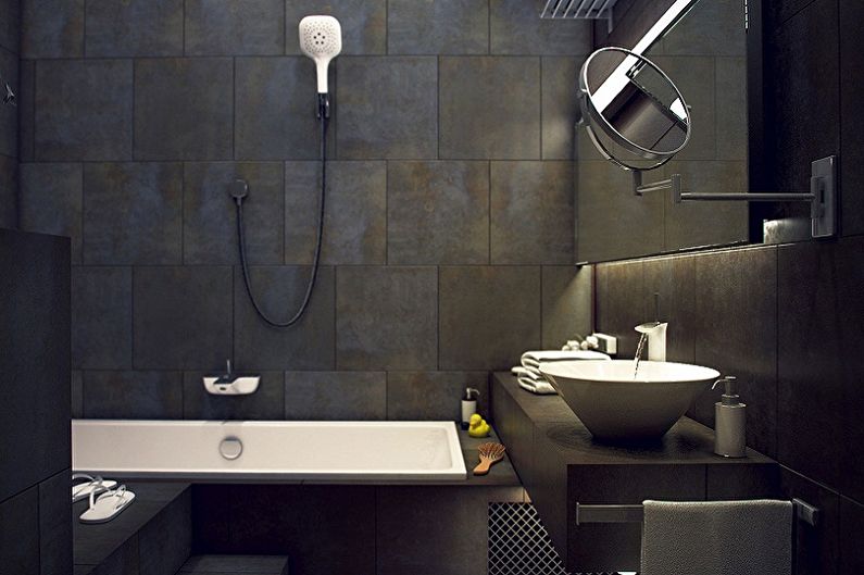 Baño de estilo loft negro - Diseño de interiores