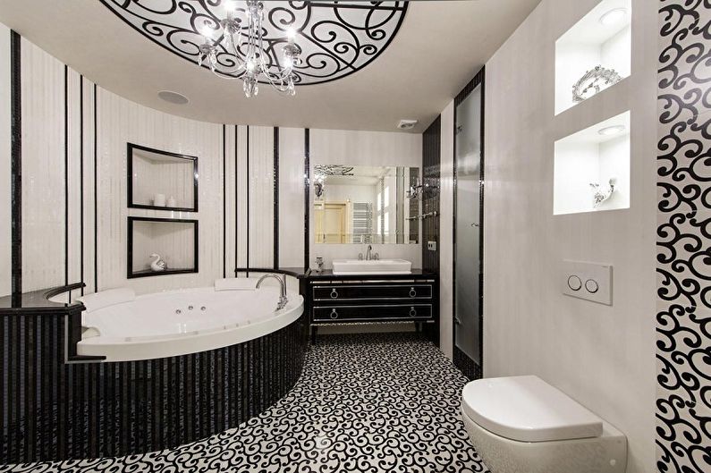 Baño negro en un estilo clásico - Diseño de interiores