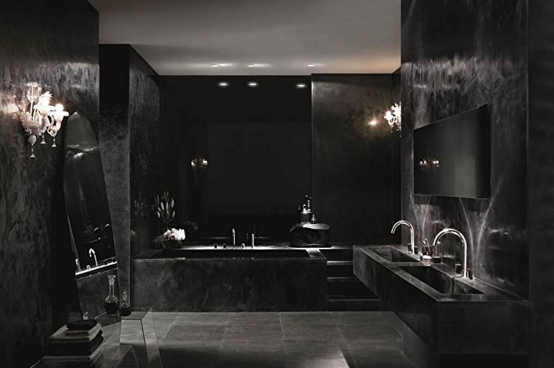 Black bathroom in the Gothic style - Interior Design