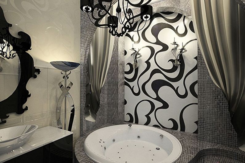 Baño negro en estilo Art Deco - Diseño de interiores