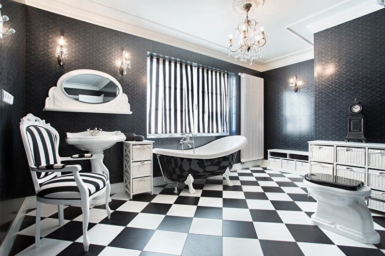 Salle de bain noire de style Art déco - Design d'intérieur