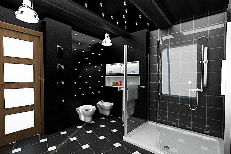 Salle de bain noire - photo de design d'intérieur