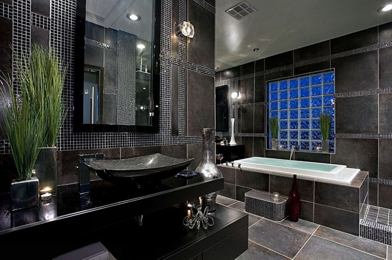 Salle de bain noire - photo de design d'intérieur