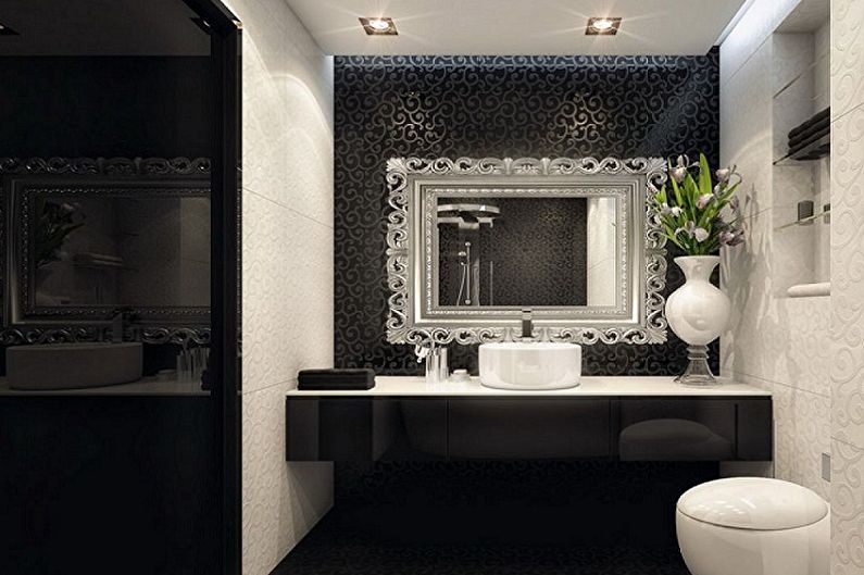 Black bathroom - interior design photo