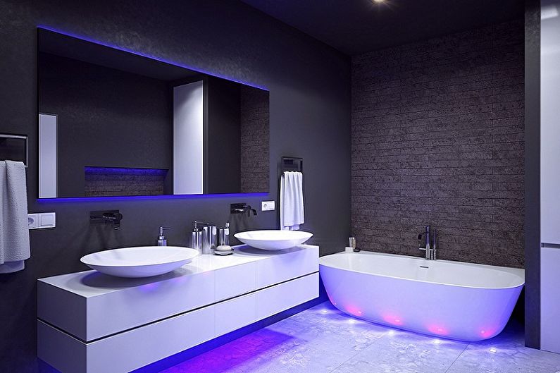 Salle de bain noire - photo de design d'intérieur