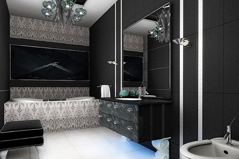 Salle de bain noire - photo de design d'intérieur