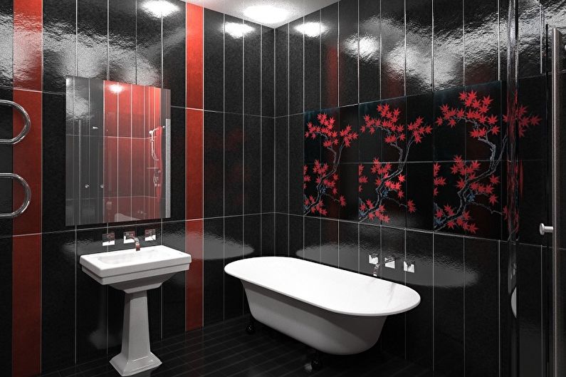 Salle de bain noire - photo de design d'intérieur