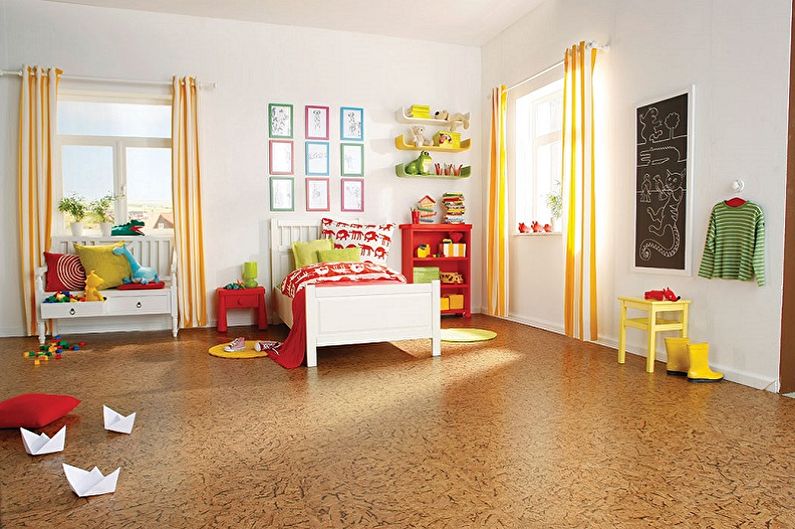 Cork floor in a children's room