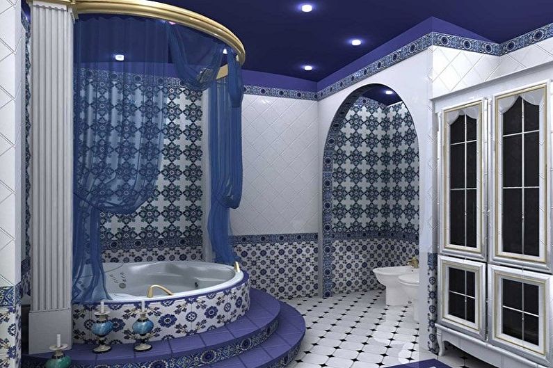 Blaues Badezimmer im orientalischen Stil - Innenarchitektur