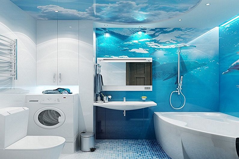 Navy Blue Bathroom - ออกแบบตกแต่งภายใน