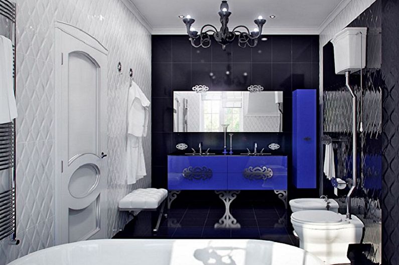 Blue Bathroom in Art Deco Style - Interior Design