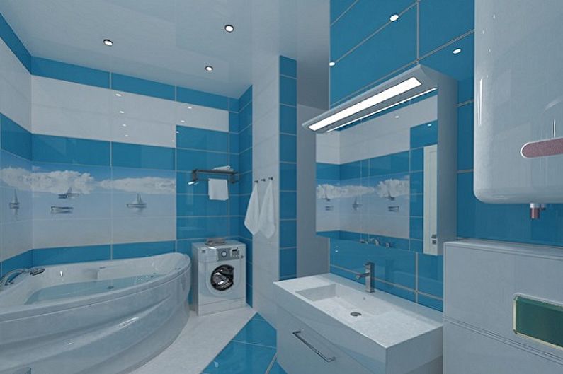 Blue Bathroom Design - Ceiling Finish