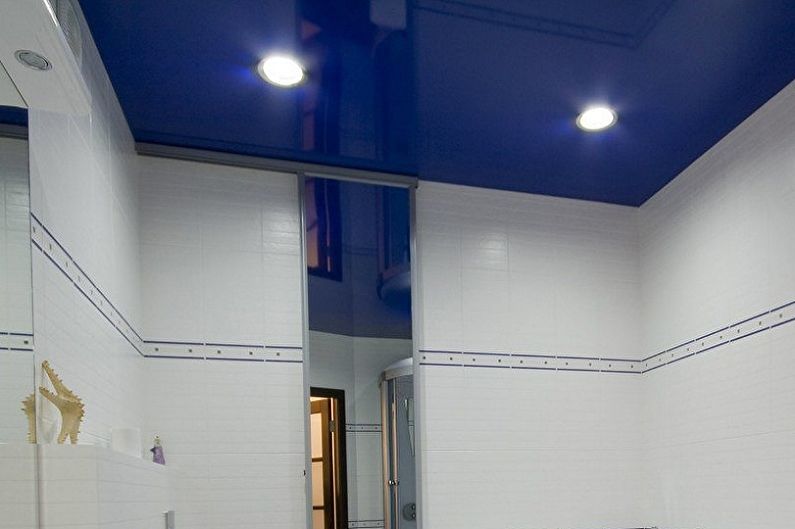 Blue Design ng Banyo - Tapos na ang Ceiling