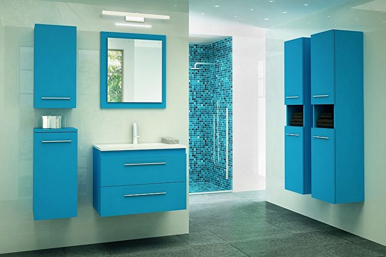 Blaues Badezimmer-Design - Sanitär & Möbel