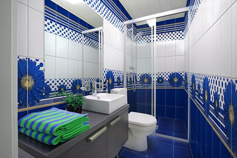 Diseño de baño azul: decoración e iluminación