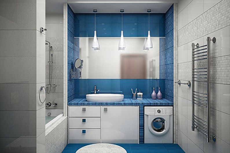 Pequeño baño azul - Diseño de interiores