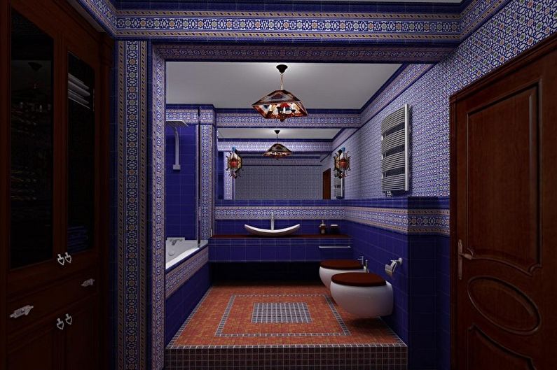 Blue banyo - larawan sa interior design