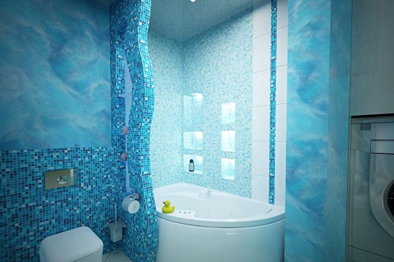 Salle de bain bleue - photo de design d'intérieur