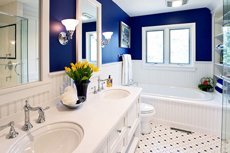 Salle de bain bleue - photo de design d'intérieur