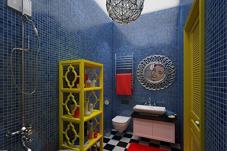 Blue banyo - larawan sa interior design