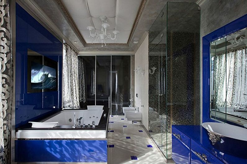 Salle de bain bleue - photo de design d'intérieur