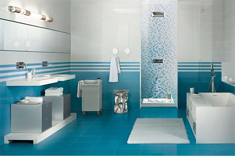 Salle de bain bleue - photo de design d'intérieur