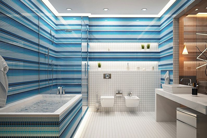 Blue banyo - larawan sa interior design