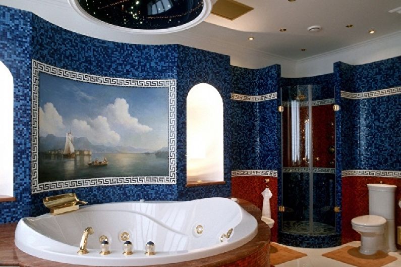 Blue banyo - larawan sa interior design