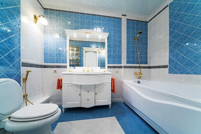 Blue banyo - larawan sa interior design