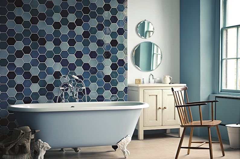 Salle de bain bleue - photo de design d'intérieur