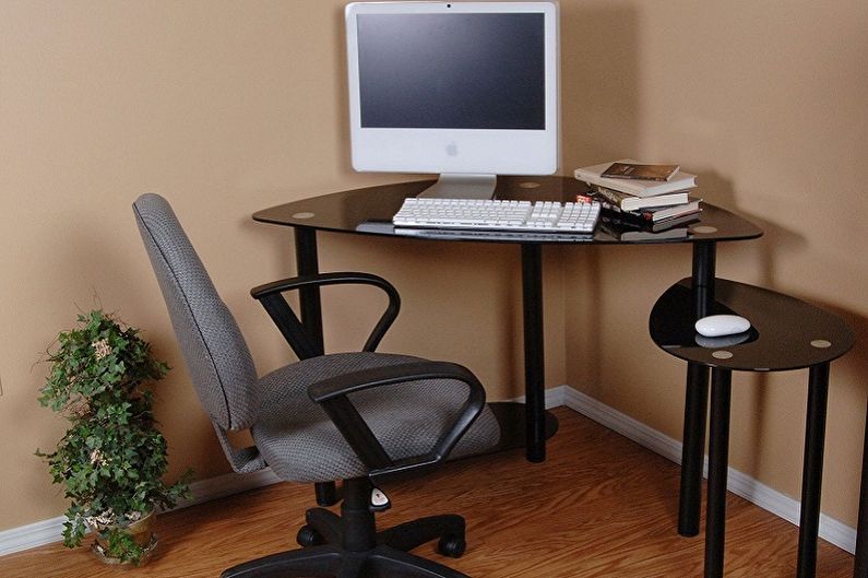 Glass corner computer desk