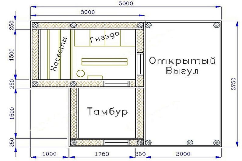 Zrób to sam - etapy budowania kurnika - Układ