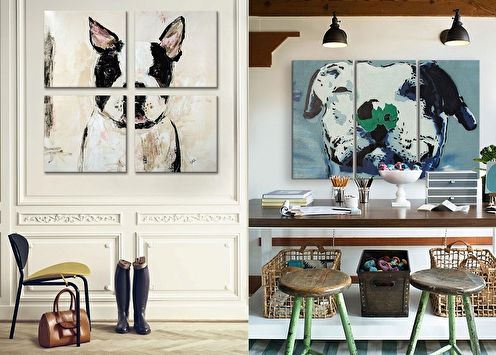 Pinturas modulares no interior: 80 ideias para fotos