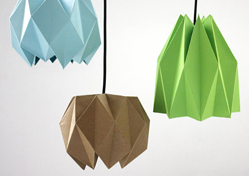 Svetlá na lustre z papiera - tienidlá Origami