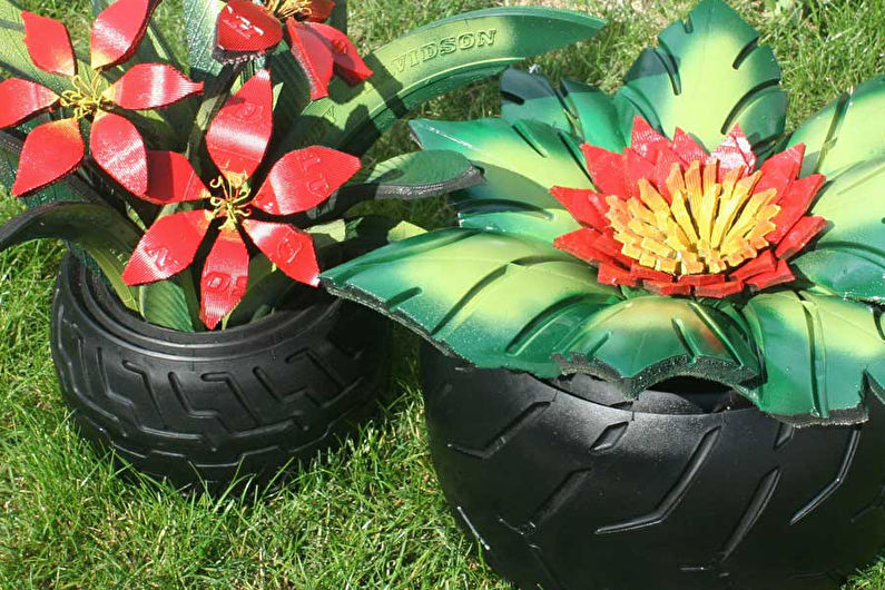 DIY garden decorations from tires