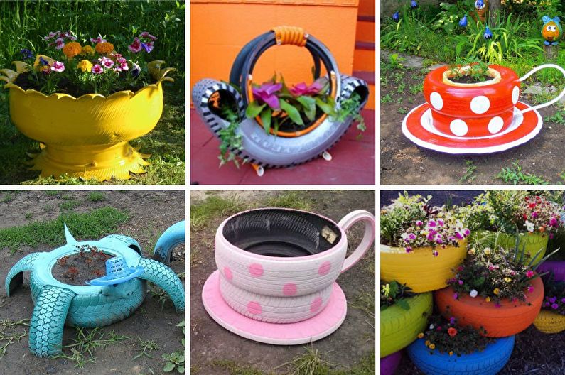 Decorações de jardim DIY de pneus