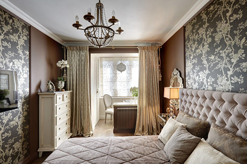 Chambre marron dans un style classique - Design d'intérieur