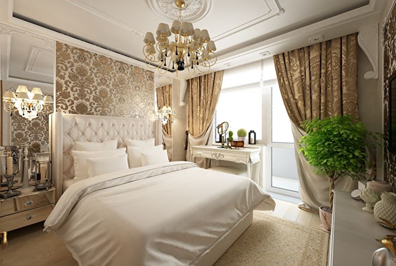 Interior design bedroom in a classic style - photo