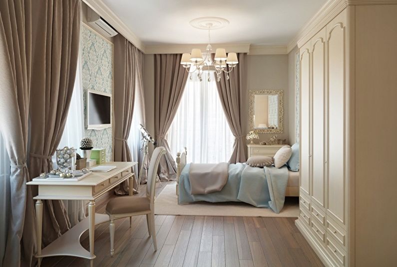 Interior design bedroom in a classic style - photo