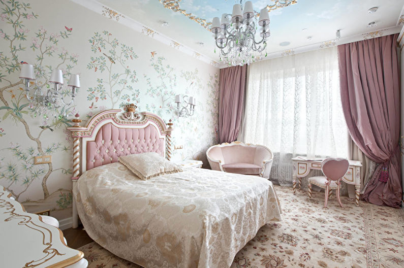 Interior design bedroom in a classic style - photo