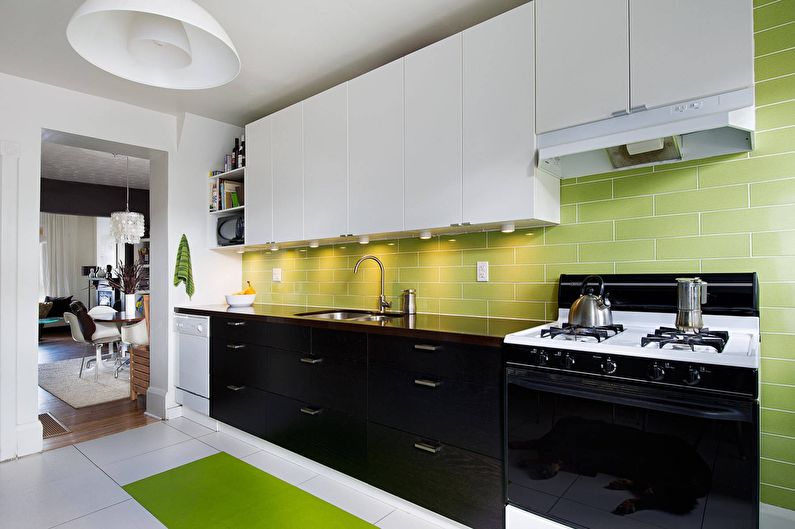 Verde con negro: la combinación de colores en el interior