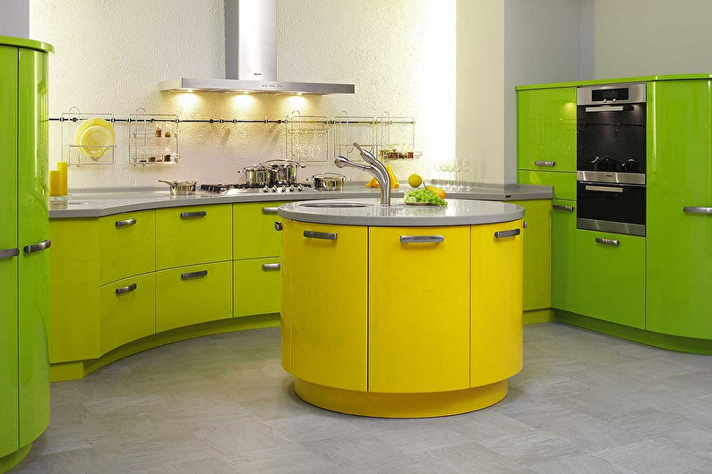 Verde con amarillo: la combinación de colores en el interior